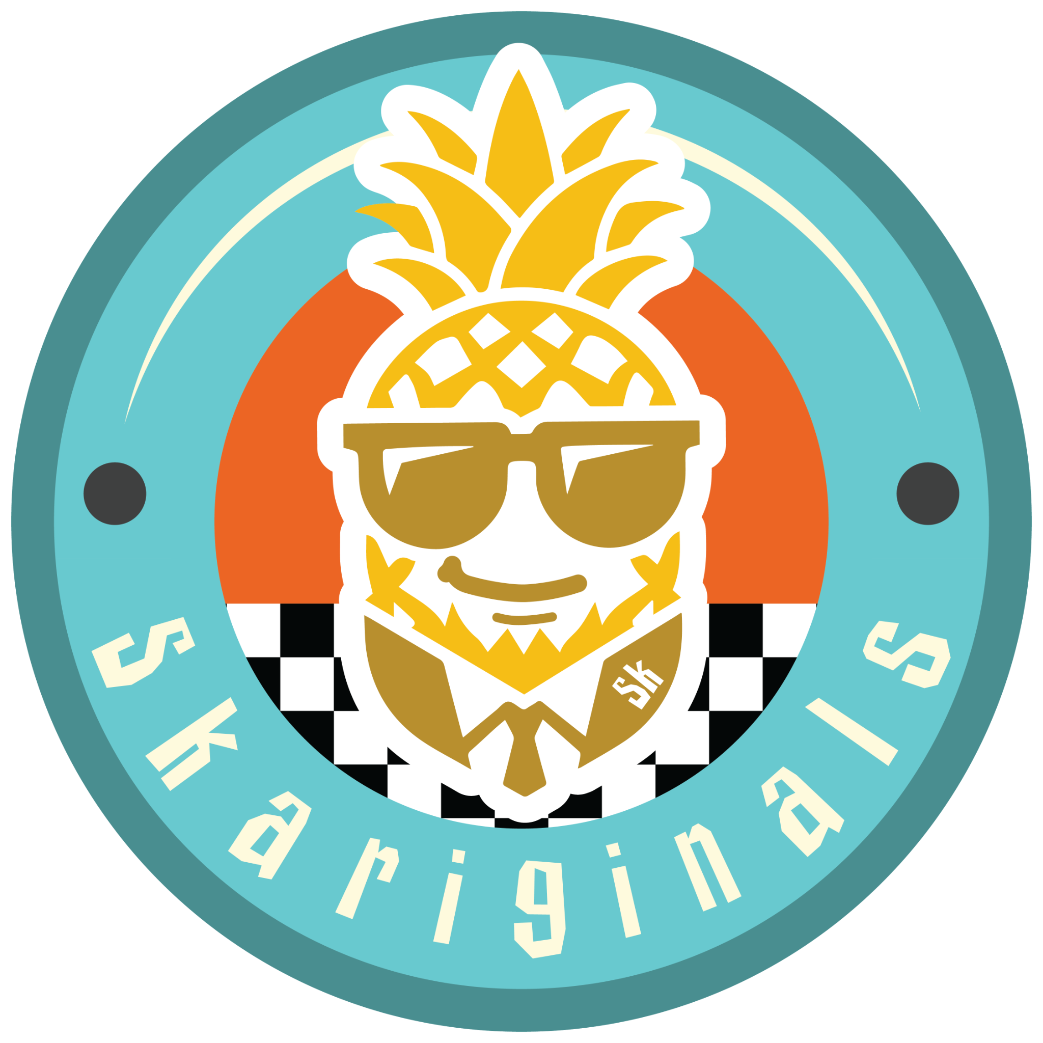 Round Skariginals pineapple character logo
